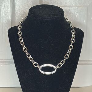 Vintage 90s Silver Tone Chain Statement Choker Necklace Signed ‘NWT’ for Avon